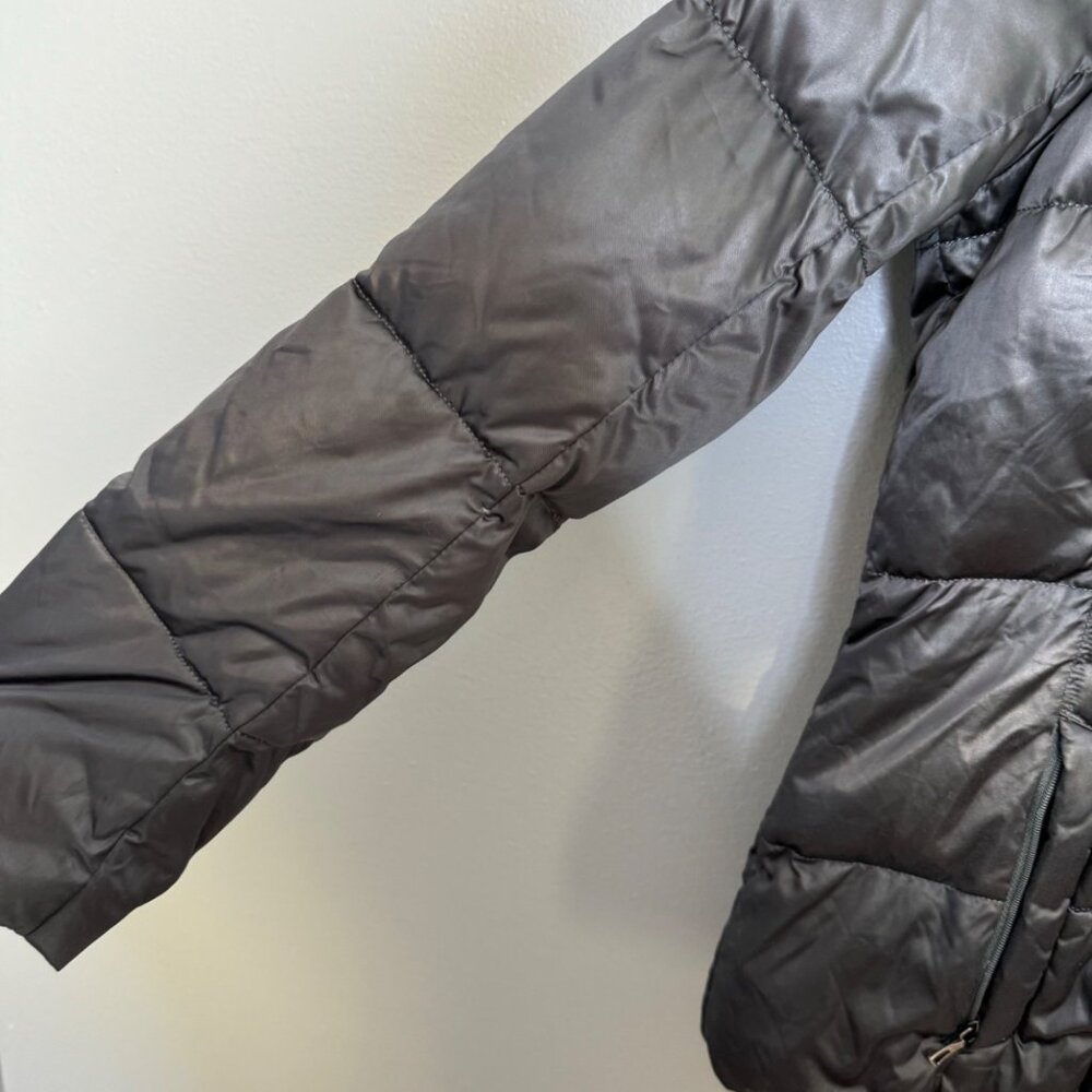 LANDS' END gray metallic down puffer coat with shawl high collar size S - Picture 5 of 11